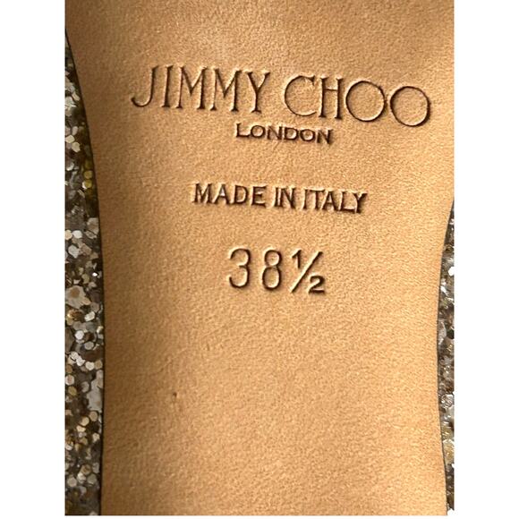 Jimmy Choo Romy Glitter Ballet Pump Heel Wedding Event Gold 8.5 - Picture 7 of 8